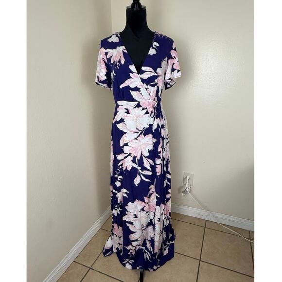 Lulus Azalea Regalia Navy Blue Floral Maxi Dress - Size S - Picture 3 of 12